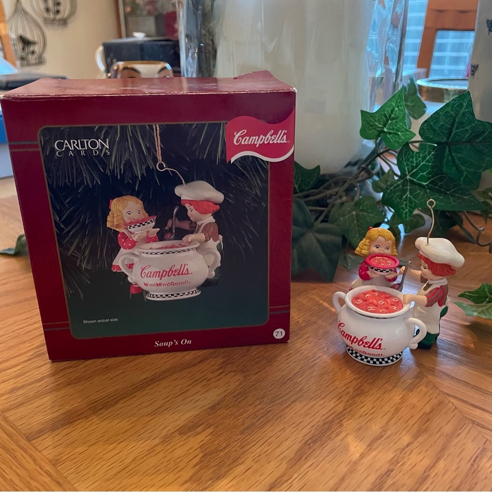 Vintage Carlton Cards Campbell’s Soup “Soups On” Boy and Girl Ornament